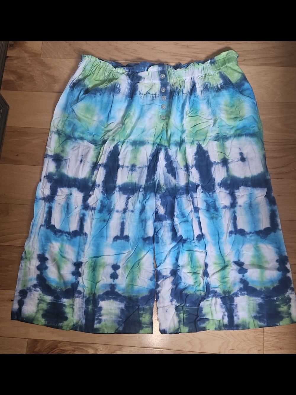 Tie-Dye Blue & Green Wide Leg Pants